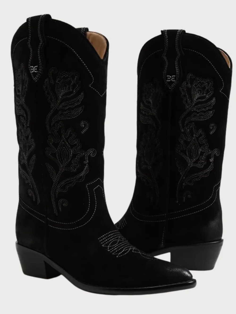 Black Sam Edelman rue Western Suede Women's Cowboy Boots - Picture 3 of 7